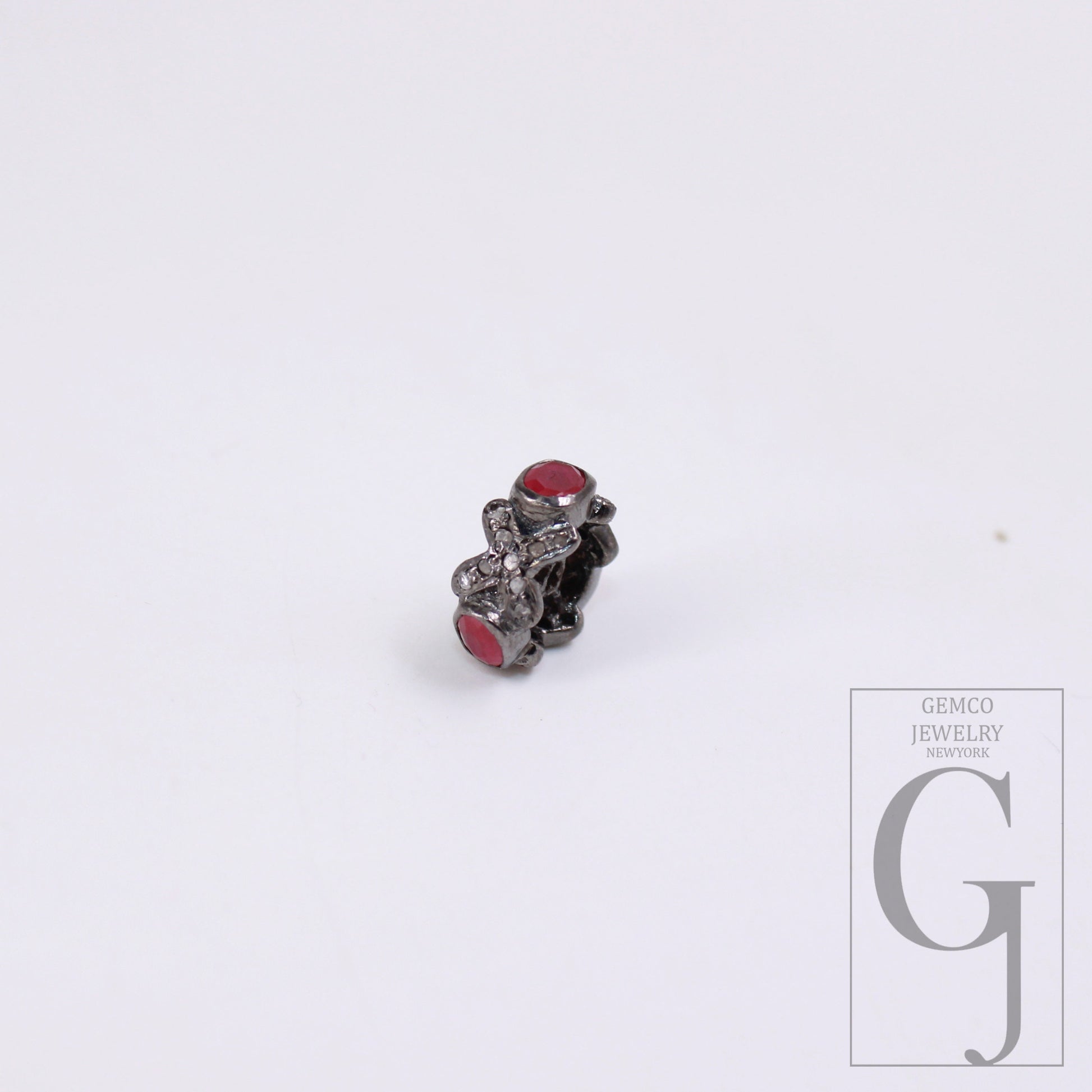 1pc Pave Rosecut Diamond 925 Sterling Silver Handmade Pave Diamond With Different Stones Rondelles/Bead/Spacers 10mm Size Jewelry Supplies
