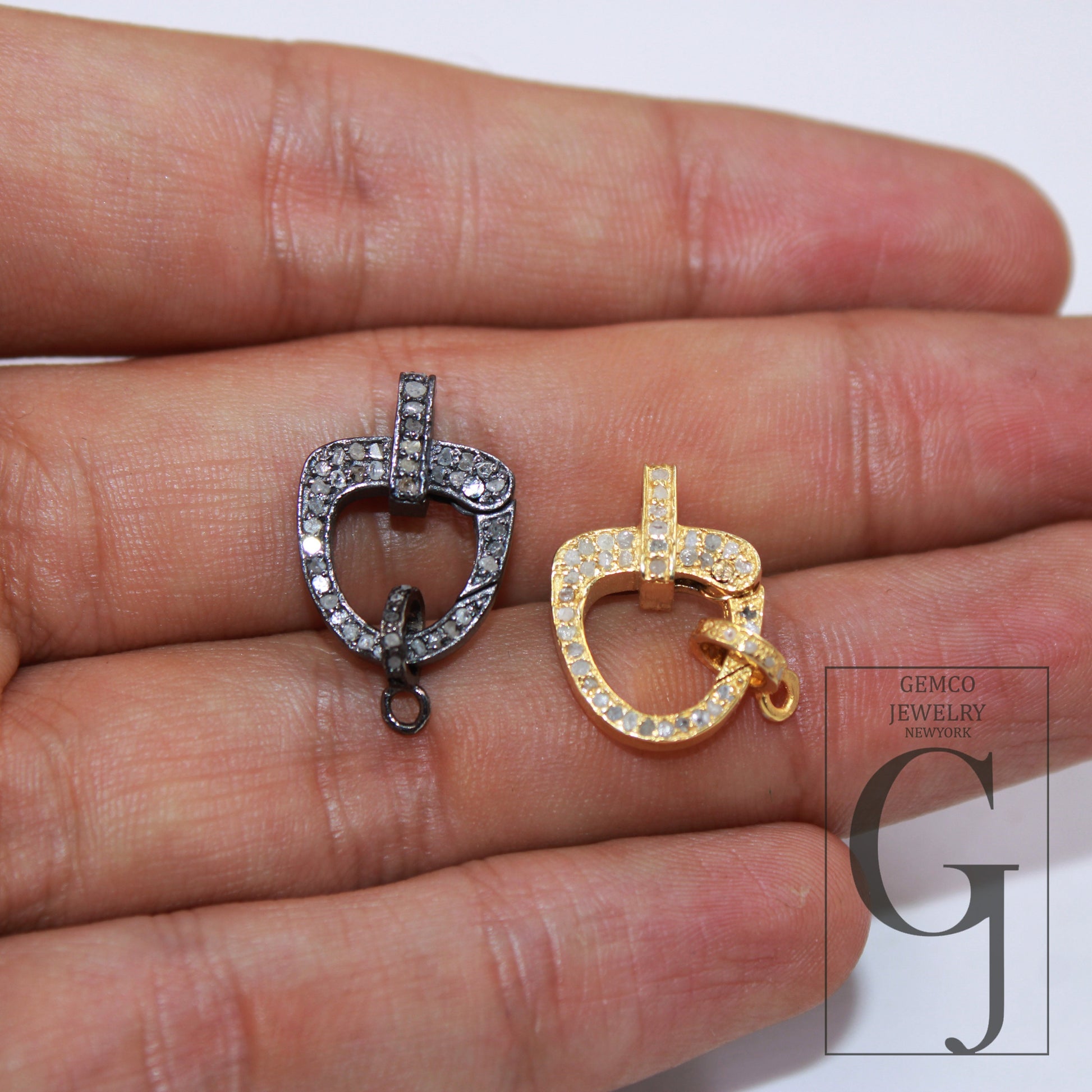 1pc Pave Diamond Clasp,Lobster Clasp ,925 Sterling Silver Handmade Clasp , Diamond Clasp With Matching Jump Ring,Rose Cut Diamond Clasp.