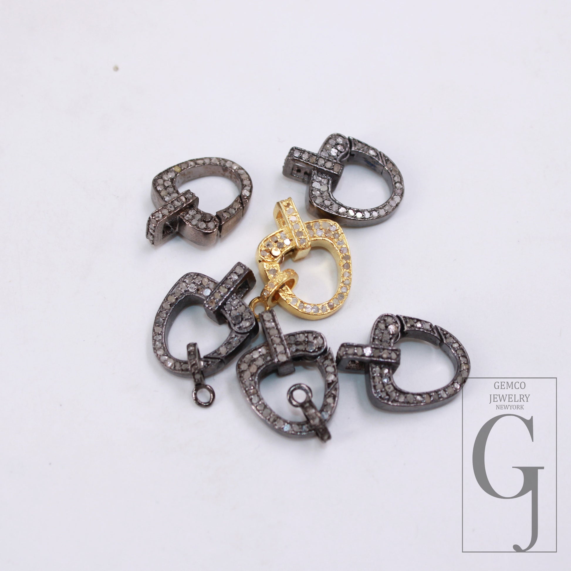 1pc Pave Diamond Clasp,Lobster Clasp ,925 Sterling Silver Handmade Clasp , Diamond Clasp With Matching Jump Ring,Rose Cut Diamond Clasp.