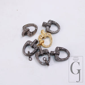 1pc Pave Diamond Clasp,Lobster Clasp ,925 Sterling Silver Handmade Clasp , Diamond Clasp With Matching Jump Ring,Rose Cut Diamond Clasp.