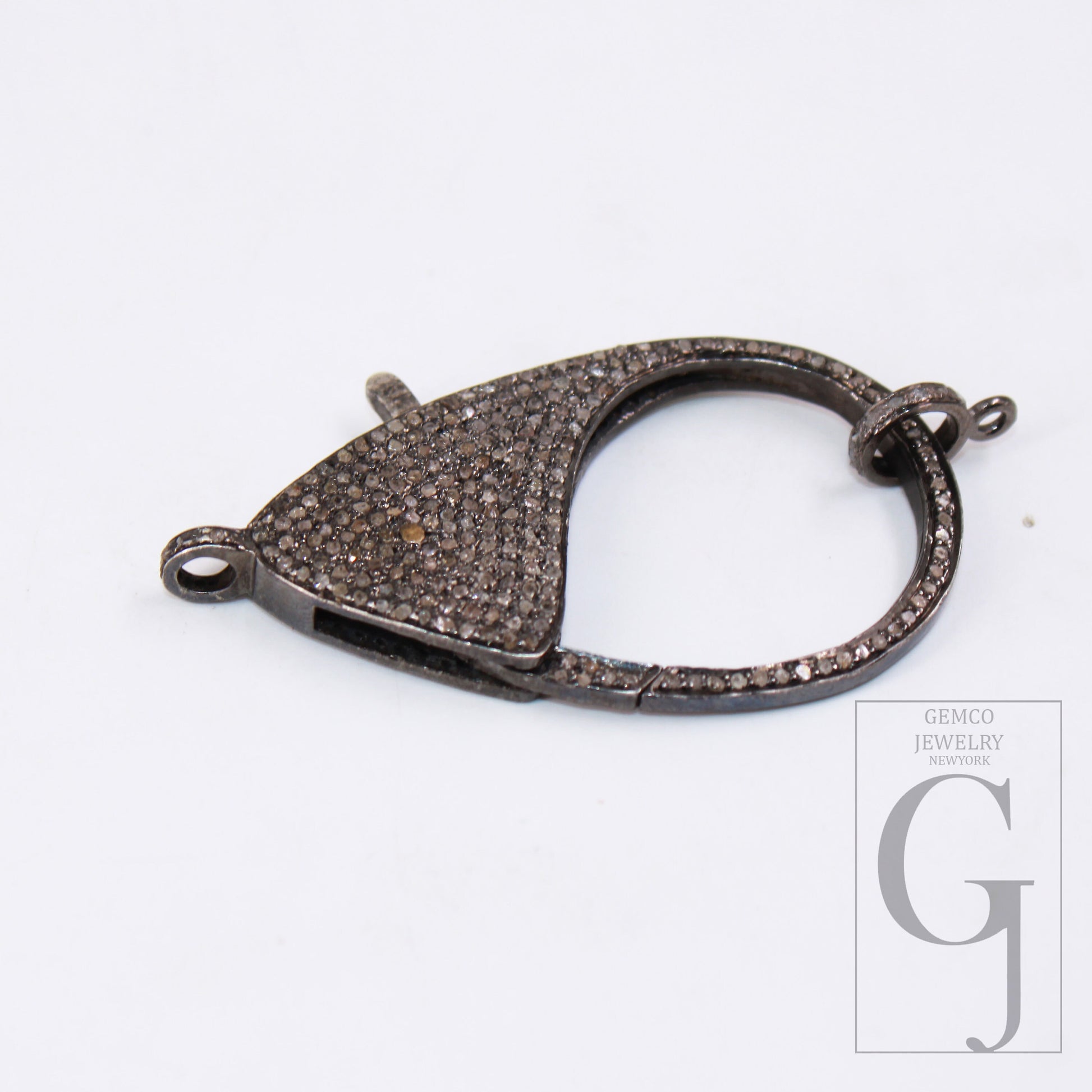 1pc Jumbo Size Rosecut Full Pave Diamond Lobster Design Clasp 925 Sterling Silver Handmade Finish Clasp With Matching Diamond Jump Ring
