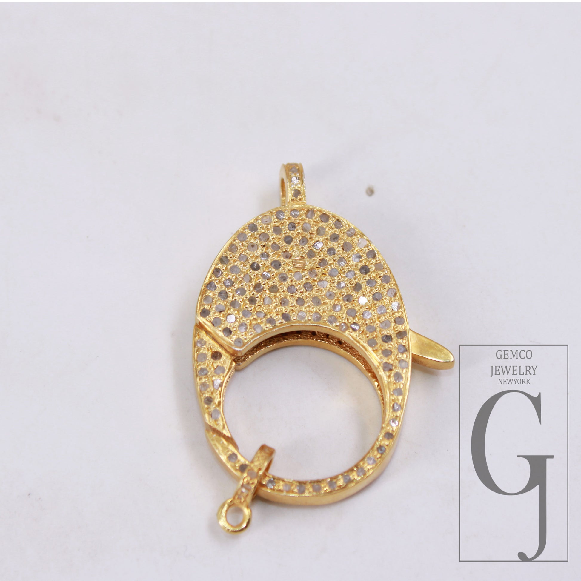 1pc Strong Rosecut Pave Diamond Lobster Clasp Design Clasps 925 Sterling Silver Handmade Finish Diamond Clasps Jewelry Making Supplies