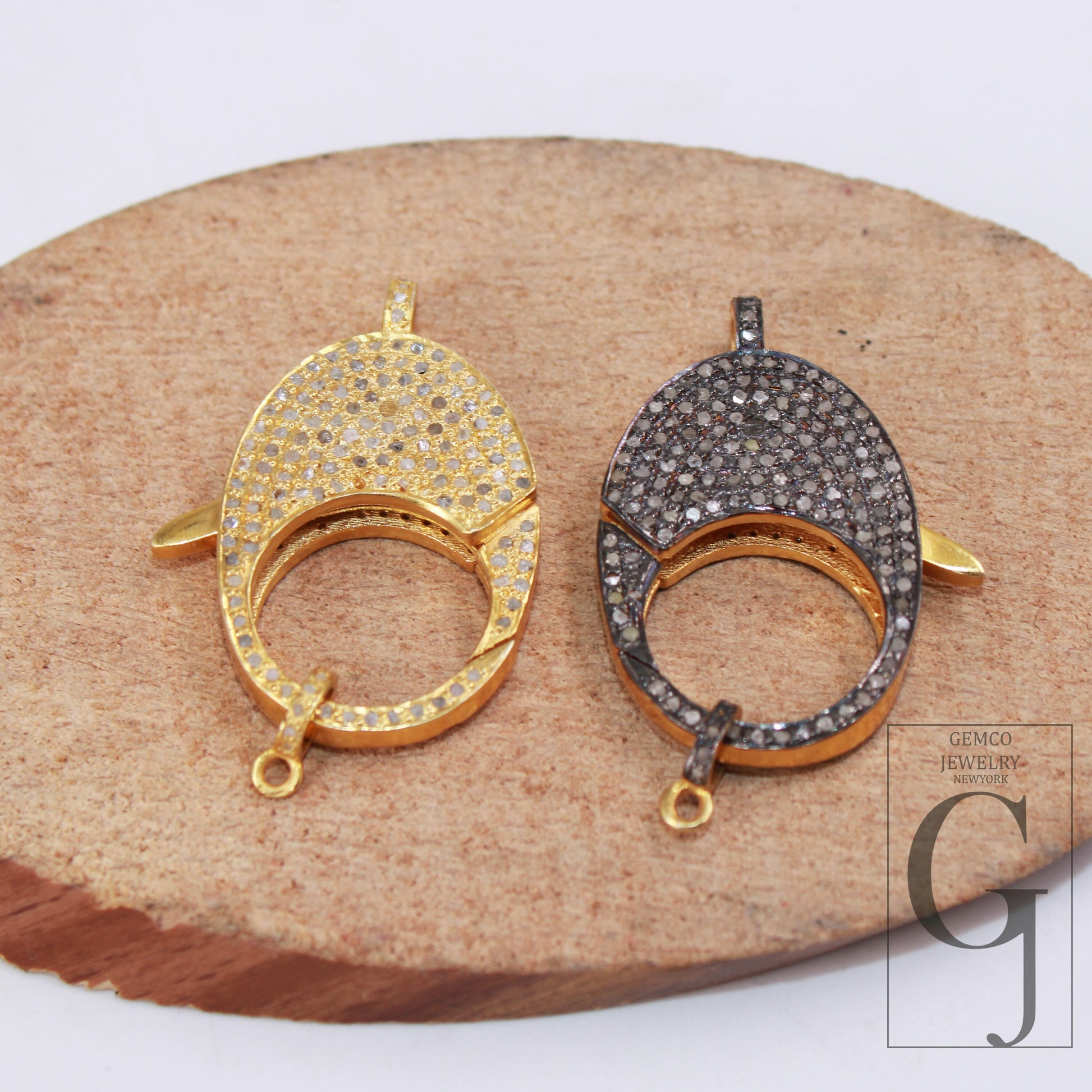 1pc Strong Rosecut Pave Diamond Lobster Clasp Design Clasps 925 Sterling Silver Handmade Finish Diamond Clasps Jewelry Making Supplies