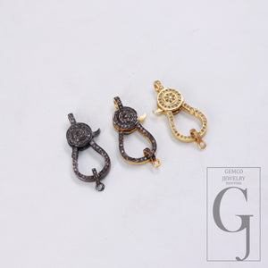 1pc Antique  Lobster Clasp Rose Cut Pave Diamond Clasp 925 Sterling Silver Handmade Finish Diamond Necklace Clasp Pendant Clasp Jewelry