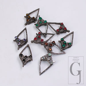 Antique Look Rosecut Pave Diamond Designer Lobster Clasp 925 Sterling Silver Handmade Finish Diamond/Sapphire/Ruby/Emerald Gemstone Clasp