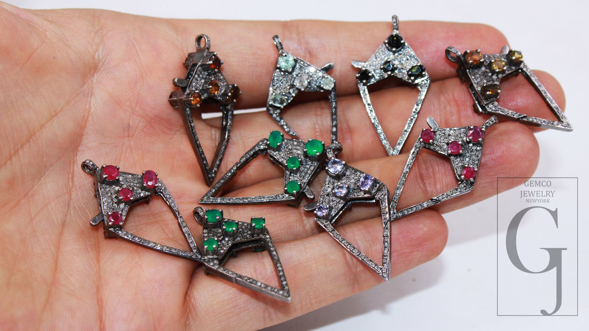Antique Look Rosecut Pave Diamond Designer Lobster Clasp 925 Sterling Silver Handmade Finish Diamond/Sapphire/Ruby/Emerald Gemstone Clasp