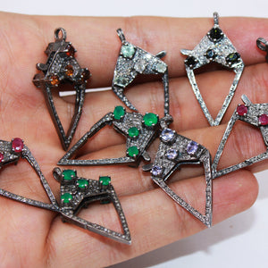 Antique Look Rosecut Pave Diamond Designer Lobster Clasp 925 Sterling Silver Handmade Finish Diamond/Sapphire/Ruby/Emerald Gemstone Clasp