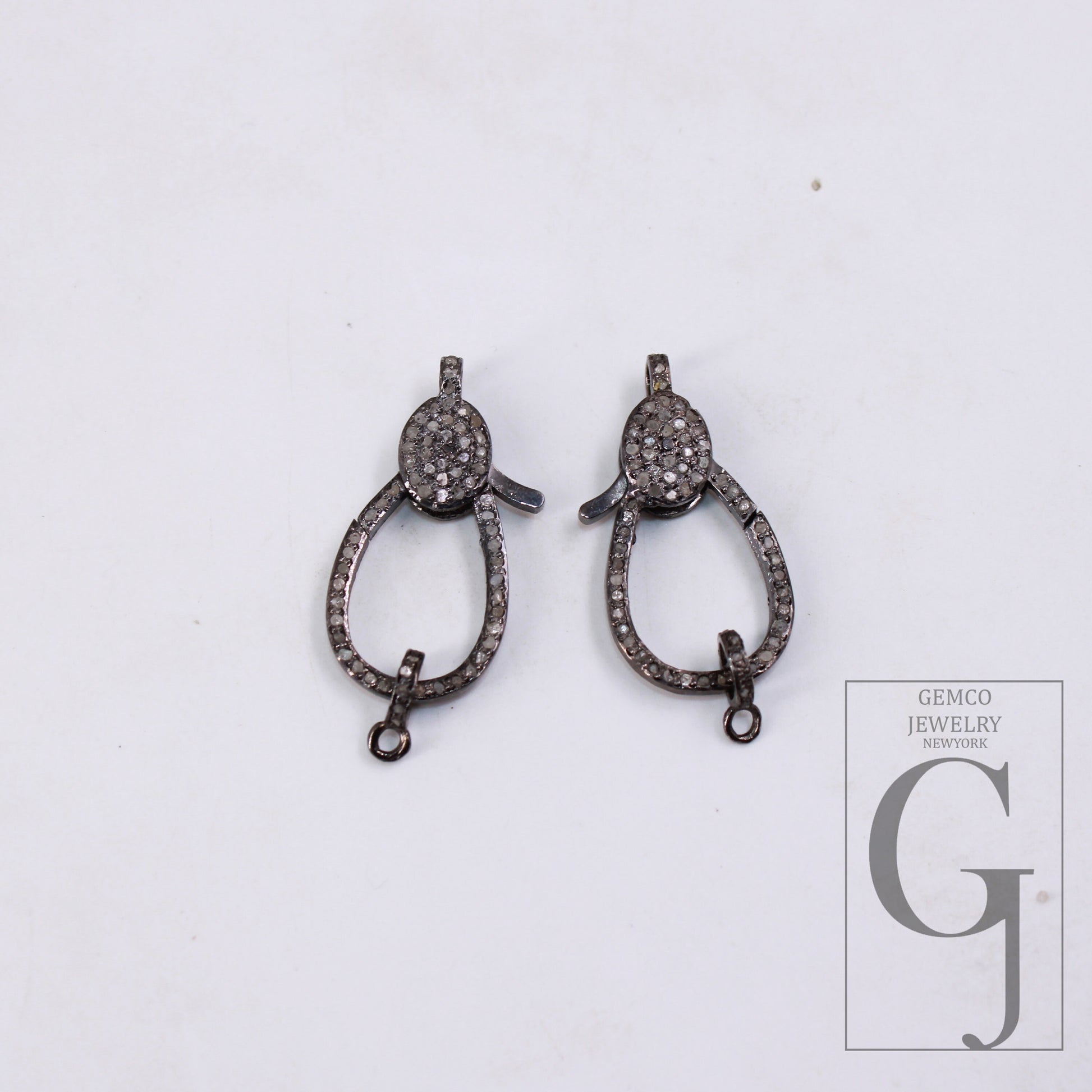 1pc Latest design Rosecut pave diamond lobster design clasp 925 sterling silver handmade finish clasp with matching jump ring lobster clasp