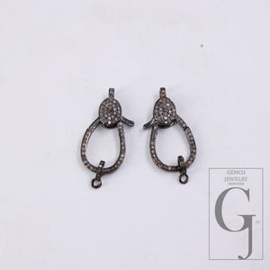 1pc Latest design Rosecut pave diamond lobster design clasp 925 sterling silver handmade finish clasp with matching jump ring lobster clasp