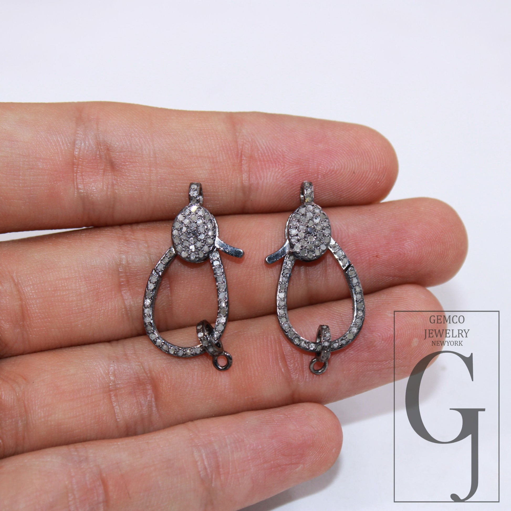 1pc Latest design Rosecut pave diamond lobster design clasp 925 sterling silver handmade finish clasp with matching jump ring lobster clasp