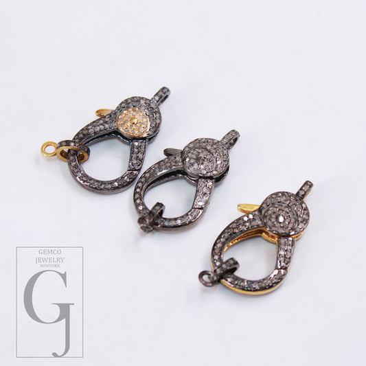 1PC Very Beautiful Rosecut Pave Diamond Lobster Design Clasp 925 Sterling Silver Handmade Finish Diamond Clasp Jewelry Making Supplies