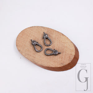 Pave rosecut diamond 925 sterling silver handmade pave diamond lobster clasp