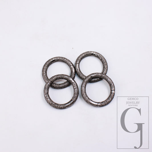 1pc Rosecut Pave Diamond Round Design Clasps 925 Sterling Silver Handmade Finish Clasps Jewelry Making Supplies 30mm Size