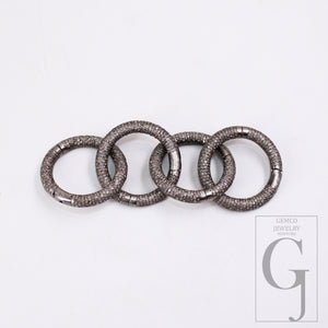 1pc Rosecut Pave Diamond Round Design Clasps 925 Sterling Silver Handmade Finish Clasps Jewelry Making Supplies 30mm Size