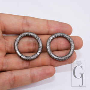 1pc Rosecut Pave Diamond Round Design Clasps 925 Sterling Silver Handmade Finish Clasps Jewelry Making Supplies 30mm Size