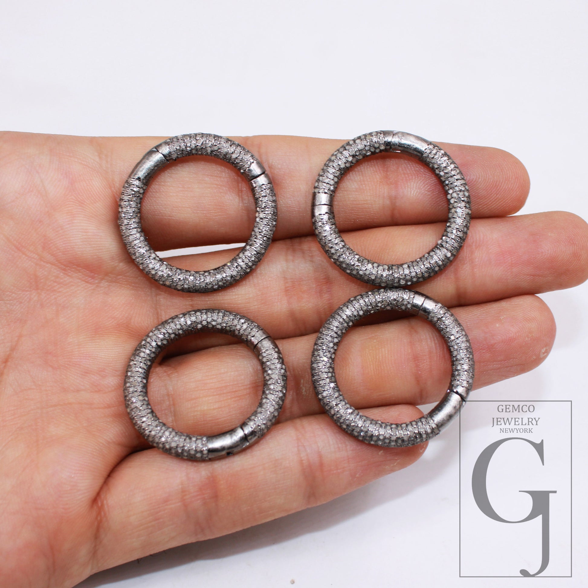 1pc Rosecut Pave Diamond Round Design Clasps 925 Sterling Silver Handmade Finish Clasps Jewelry Making Supplies 30mm Size