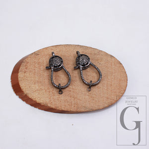 Antique Finish Designer Clasp Rosecut Pave Diamond Lobster Design Clasp 925 Sterling Silver Handmade Finish Clasp With Matching Jump Ring