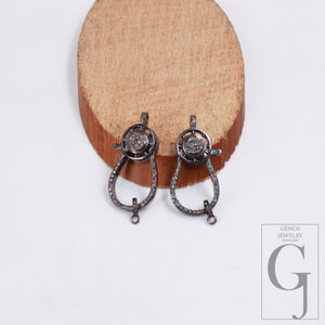 Antique Finish Designer Clasp Rosecut Pave Diamond Lobster Design Clasp 925 Sterling Silver Handmade Finish Clasp With Matching Jump Ring