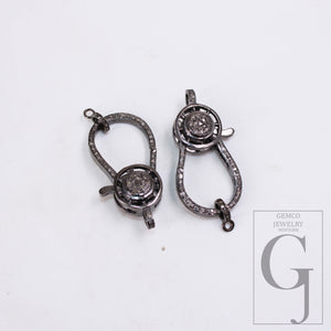 Antique Finish Designer Clasp Rosecut Pave Diamond Lobster Design Clasp 925 Sterling Silver Handmade Finish Clasp With Matching Jump Ring
