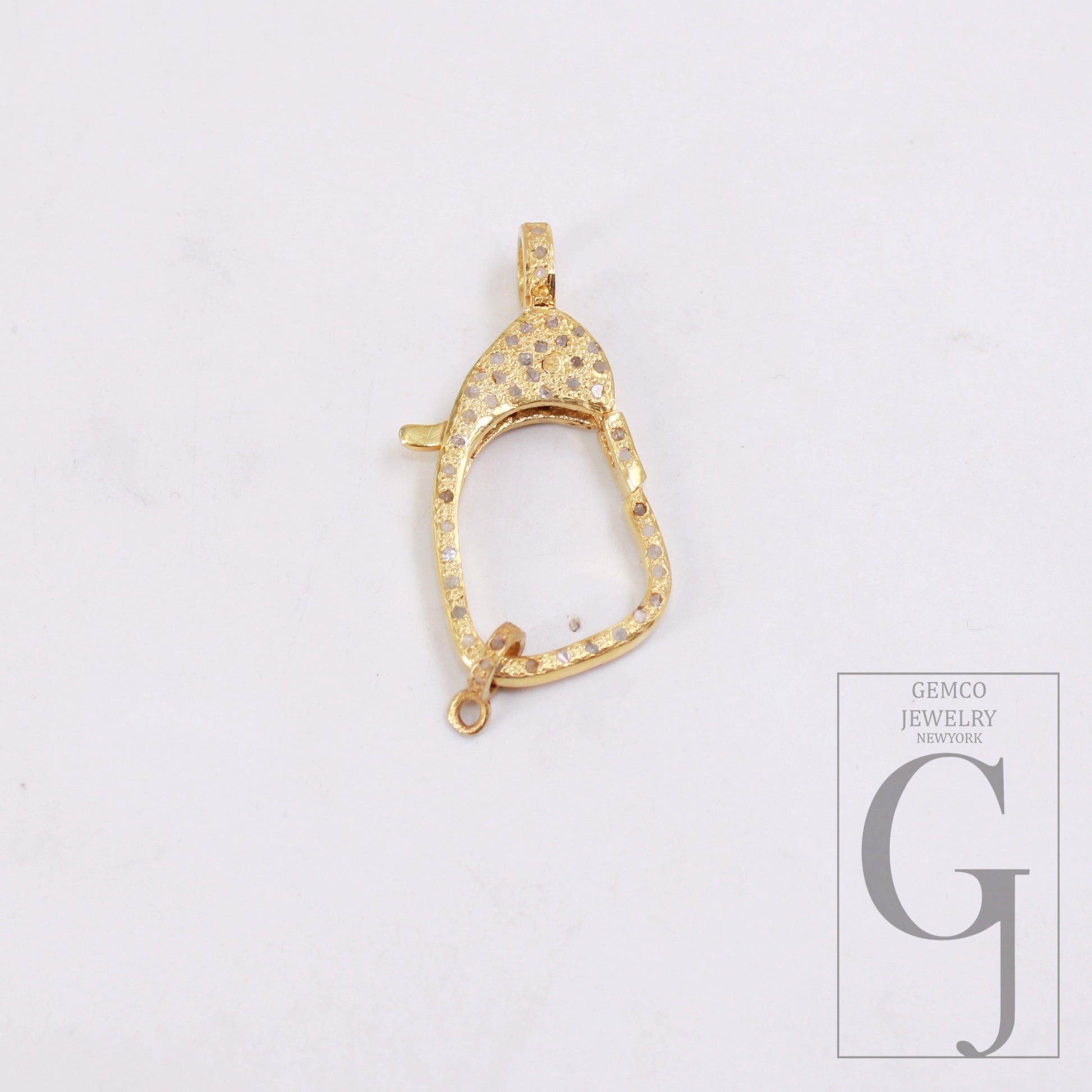 1pc  Rosecut Pave Diamond Lobster Design Spring Clasps 925 Sterling Silver Handmade Finish Diamond Necklace Clasps Jewelry Making Supplies