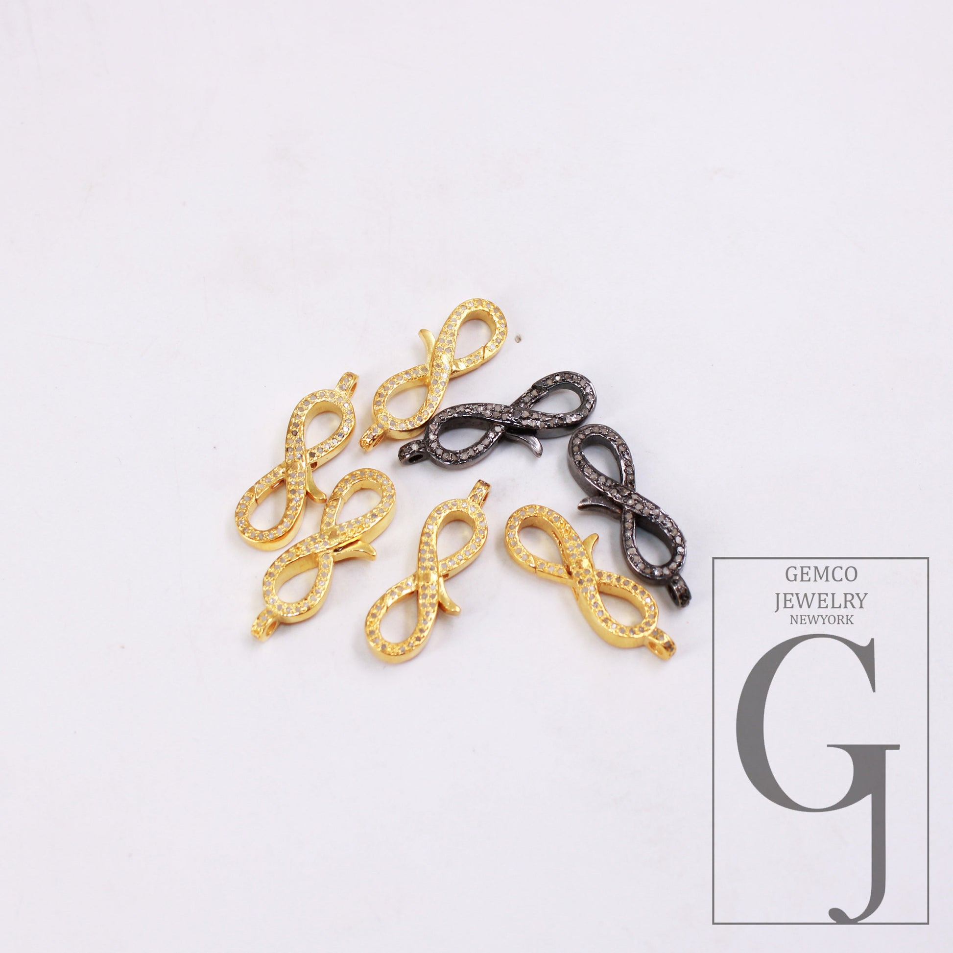 1pc oxidized Rosecut pave diamond infinity design spring clasps 925 sterling silver handmade finish diamond clasps jewelry masking supplies