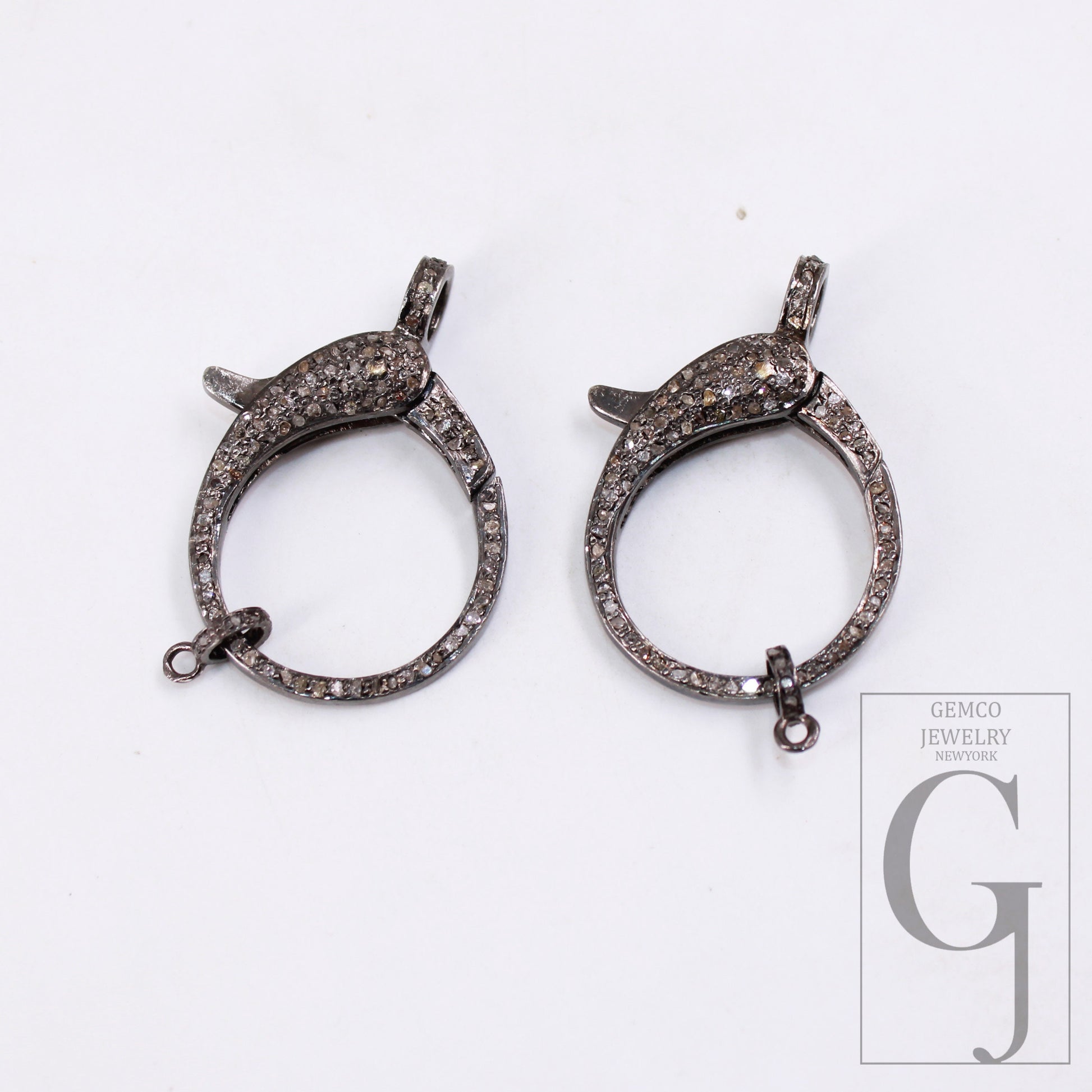 1pc Beautiful Designer Rosecut Pave Diamond Lobster Design Clasp 925 Sterling Silver Handmade Finish Clasp With Matching Jump Ring Jewerly