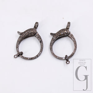 1pc Beautiful Designer Rosecut Pave Diamond Lobster Design Clasp 925 Sterling Silver Handmade Finish Clasp With Matching Jump Ring Jewerly
