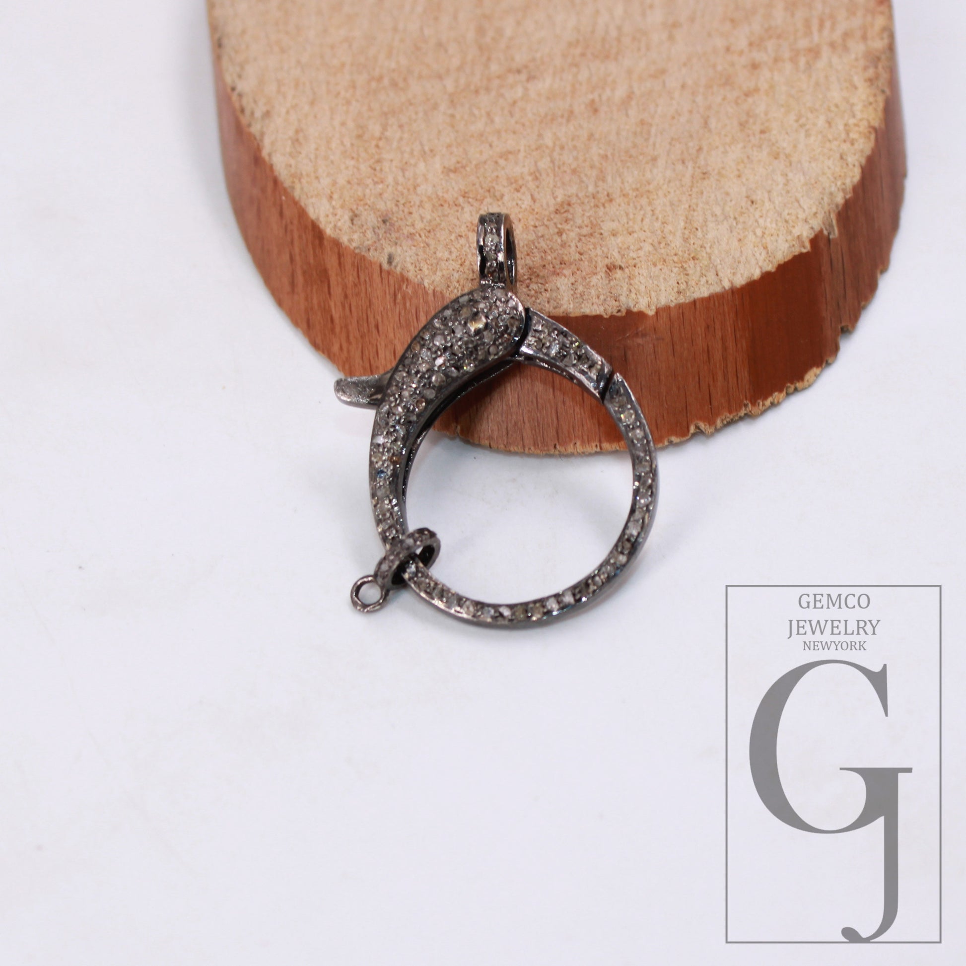 1pc Beautiful Designer Rosecut Pave Diamond Lobster Design Clasp 925 Sterling Silver Handmade Finish Clasp With Matching Jump Ring Jewerly