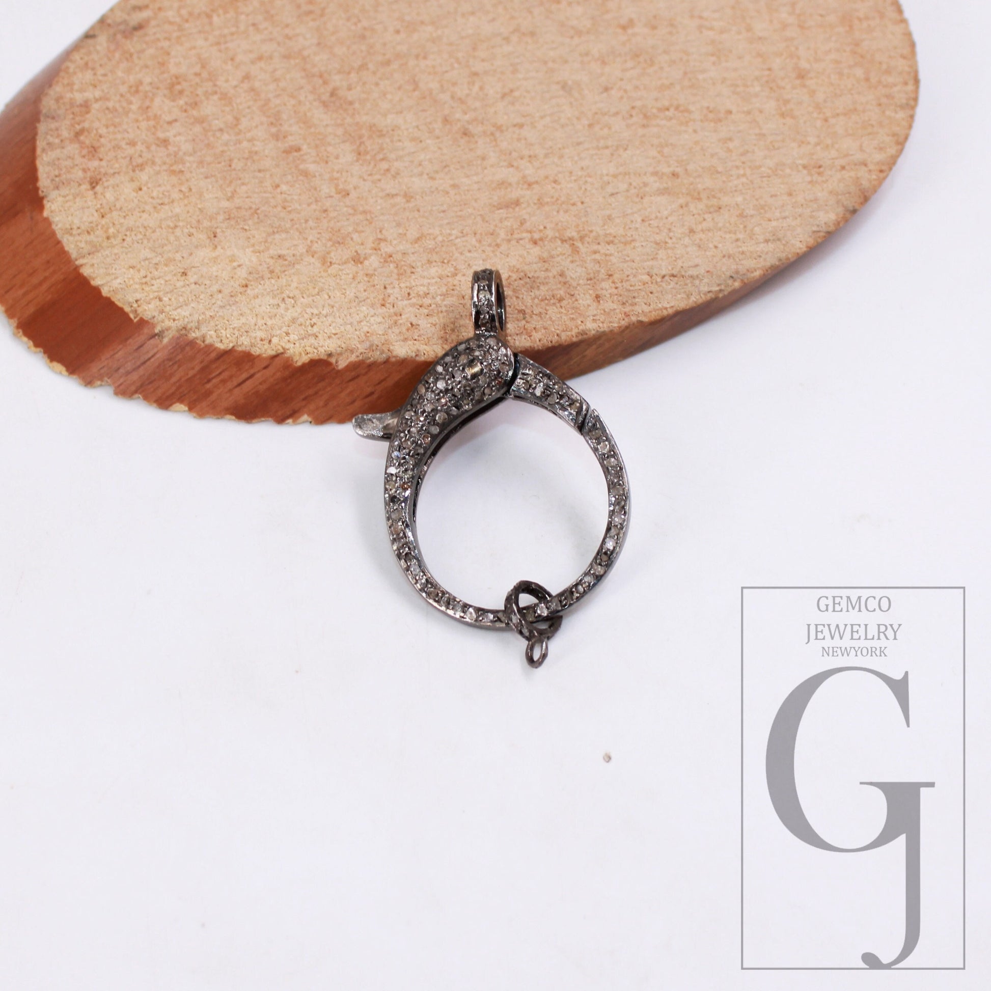 1pc Beautiful Designer Rosecut Pave Diamond Lobster Design Clasp 925 Sterling Silver Handmade Finish Clasp With Matching Jump Ring Jewerly