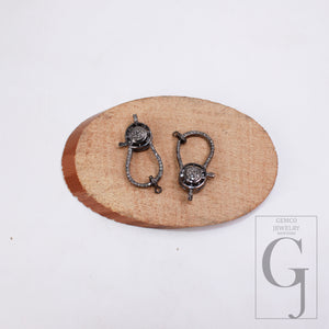 1PC Oxidized designer Rosecut pave diamond lobster design clasp 925 sterling silver handmade finish clasp with matching jump ring