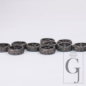 Roundels Pave diamond  bead / spacers design Pave diamond 925 sterling silver handmade jewelry diamond fine jewelry supplies 8mm/12mm size