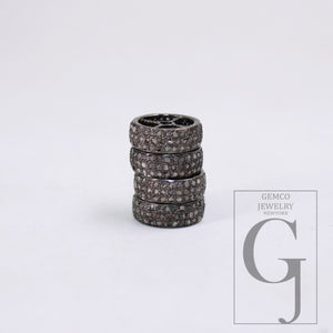 Roundels Pave diamond  bead / spacers design Pave diamond 925 sterling silver handmade jewelry diamond fine jewelry supplies 8mm/12mm size