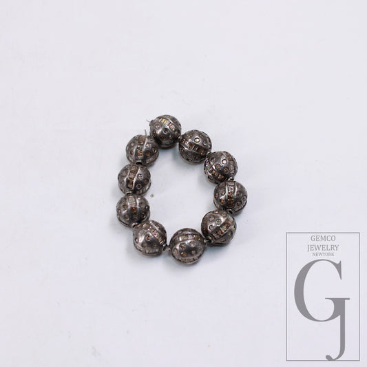 Dazzling Baguette Diamond Bead - Silver Charm for Jewelry Making - 9mm Size