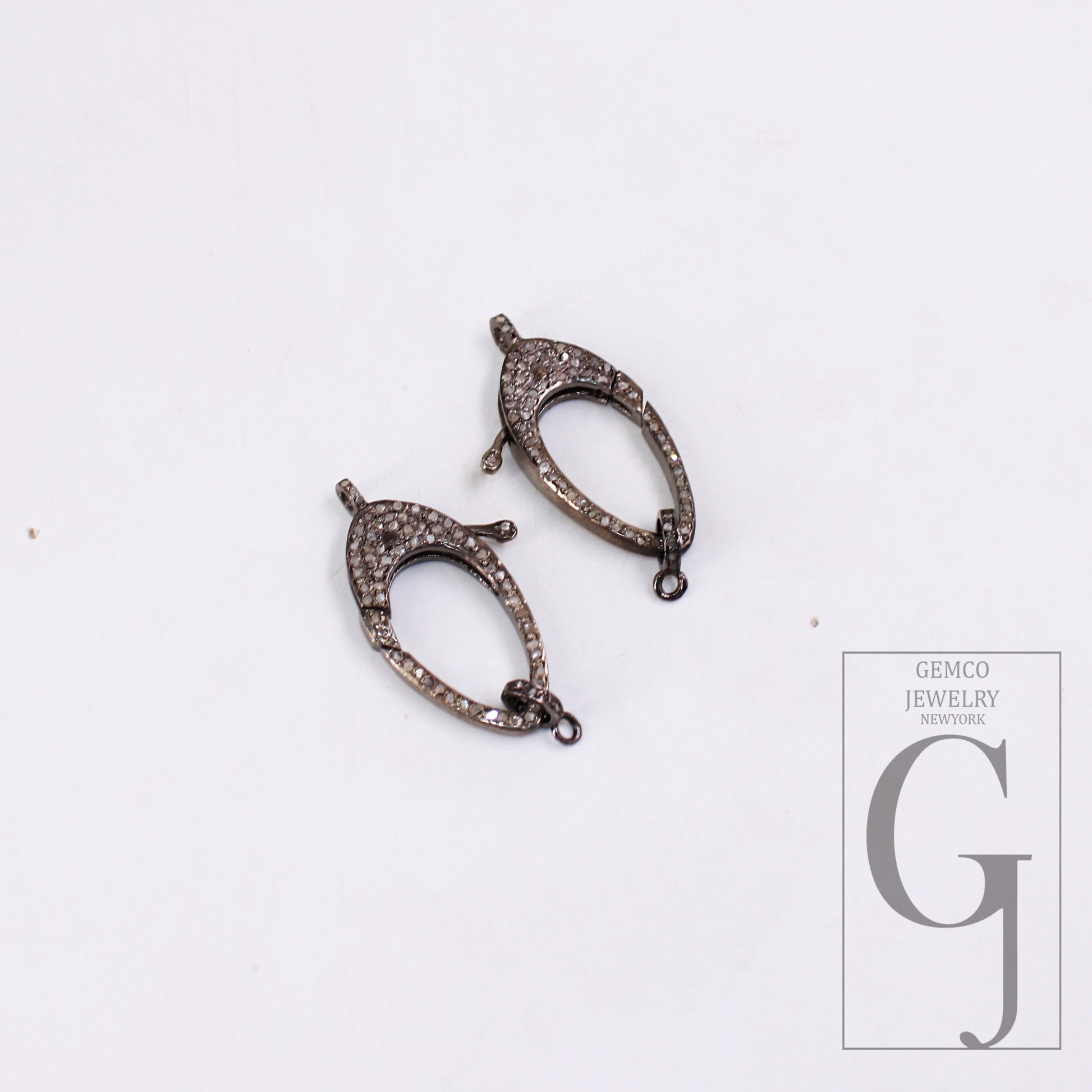 Antique Finish Rosecut Pave Diamond Lobster Designer Clasp 925 Sterling Silver Handmade Finish Clasp With Matching Diamond Jump Ring Jewelry