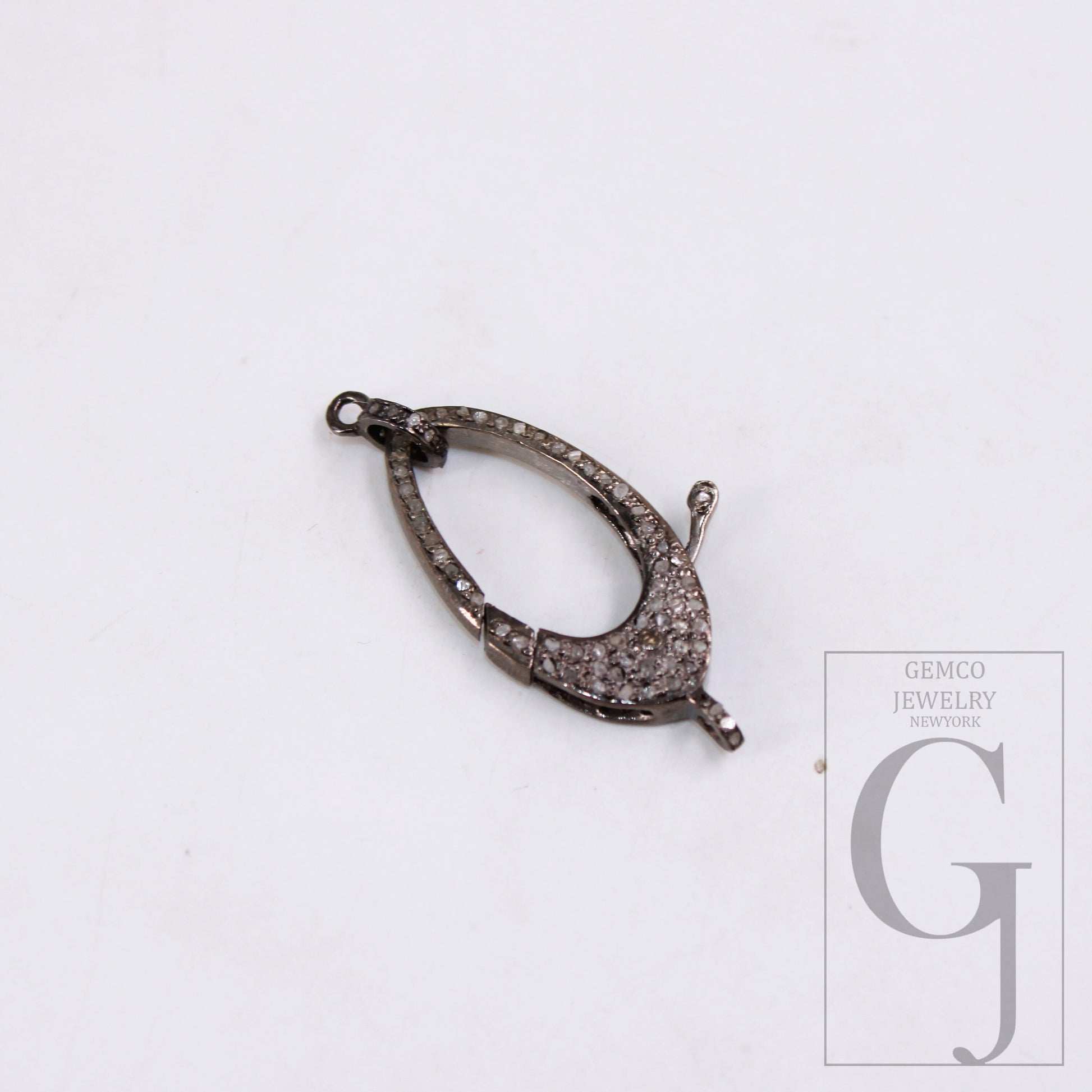 Antique Finish Rosecut Pave Diamond Lobster Designer Clasp 925 Sterling Silver Handmade Finish Clasp With Matching Diamond Jump Ring Jewelry