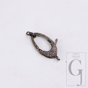 Antique Finish Rosecut Pave Diamond Lobster Designer Clasp 925 Sterling Silver Handmade Finish Clasp With Matching Diamond Jump Ring Jewelry