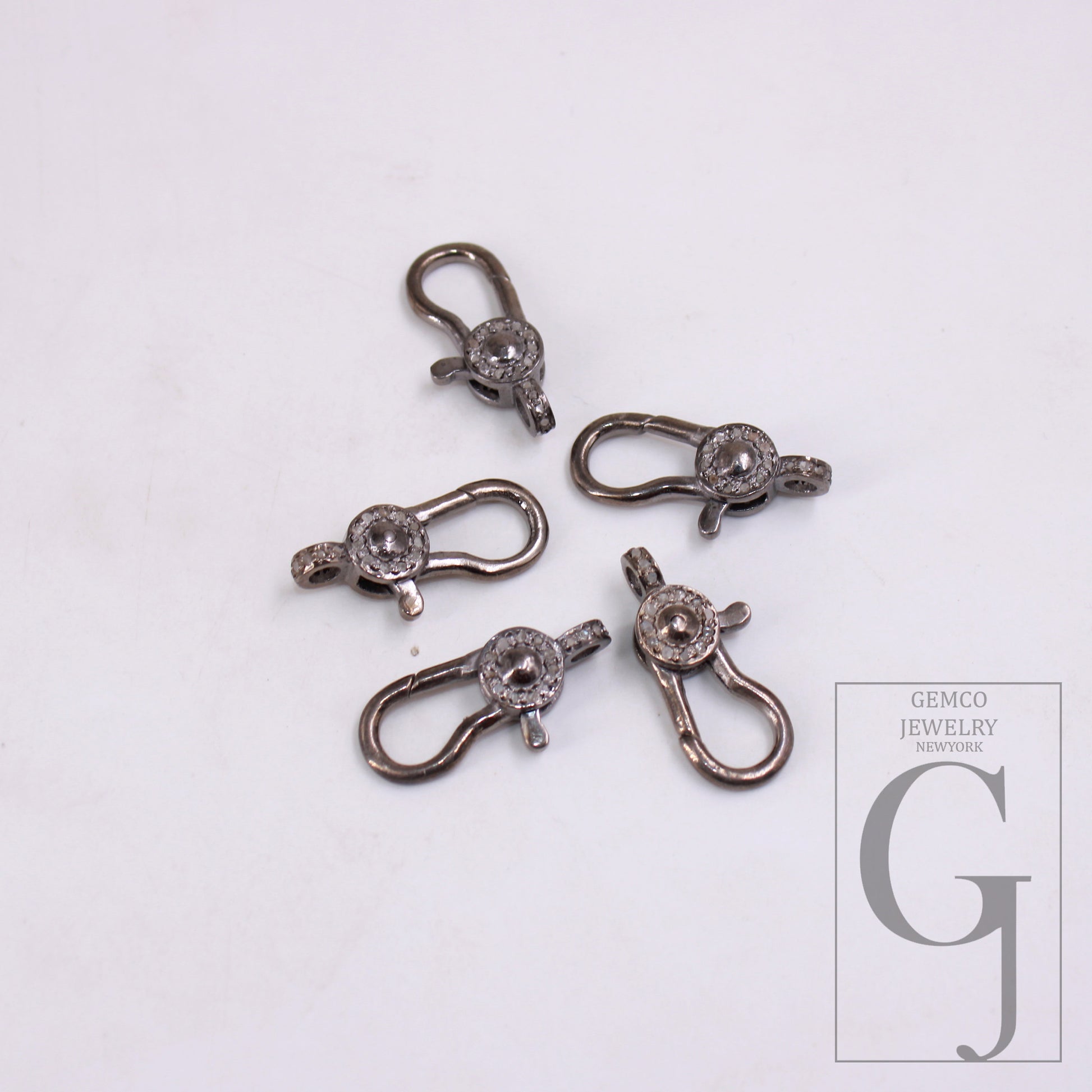 1pc Latest Designer Rosecut Pave Diamond Lobster Design Clasp 925 Sterling Silver Handmade Finish Diamond Clasp Matching Jump Ring Jewelry