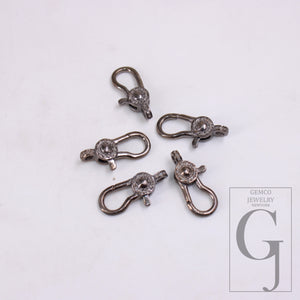 1pc Latest Designer Rosecut Pave Diamond Lobster Design Clasp 925 Sterling Silver Handmade Finish Diamond Clasp Matching Jump Ring Jewelry