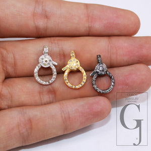 1 pcs Pave diamond 925 sterling silver handmade rose cut pave diamond lobster clasp pave diamond clasp 15mm size oxidized vermail gold white