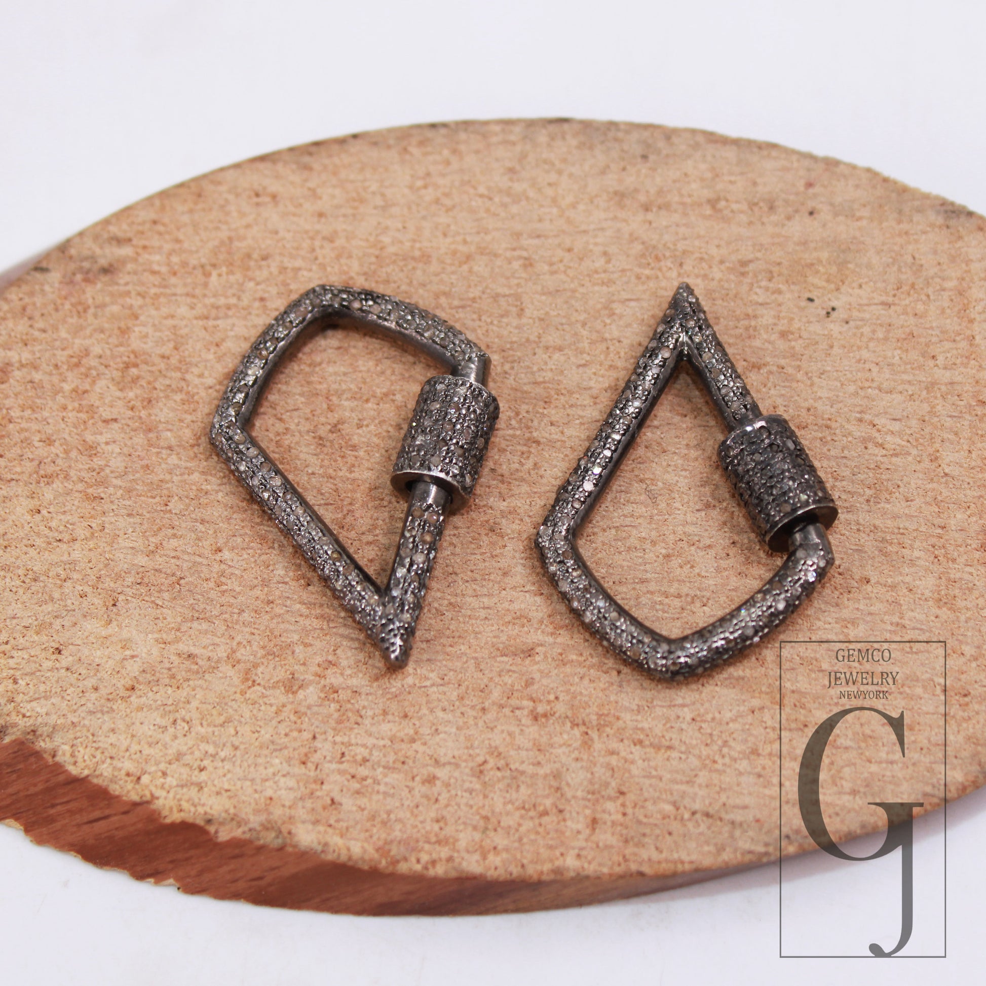 1pc Pave Diamond Carbenier Clasp, Latest Clasp Pave Rosecut Diamond, 925 Sterling Silver Diamond Handmade Screw Design Lock, Diamond  Lock