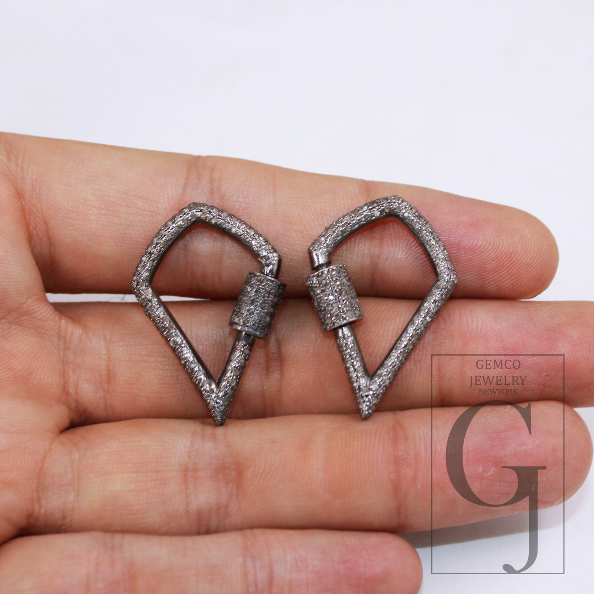 1pc Pave Diamond Carbenier Clasp, Latest Clasp Pave Rosecut Diamond, 925 Sterling Silver Diamond Handmade Screw Design Lock, Diamond  Lock