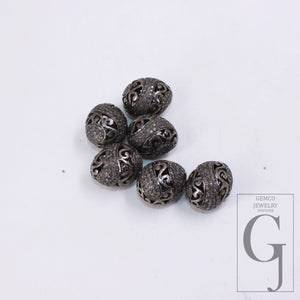 1pc Oxidized Pave Diamond Beads/Spacers Design Pave Diamond 925 Sterling Silver Handmade Jewelry Diamond Fine Jewelry 16mm Size Necklace