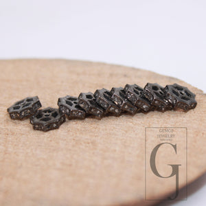 1pc Rondelles Pave Diamond  Beads Spacers Design Pave Diamond 925 Sterling Silver Handmade Jewelry Diamond Fine Jewelry Supplies 8mm Beads