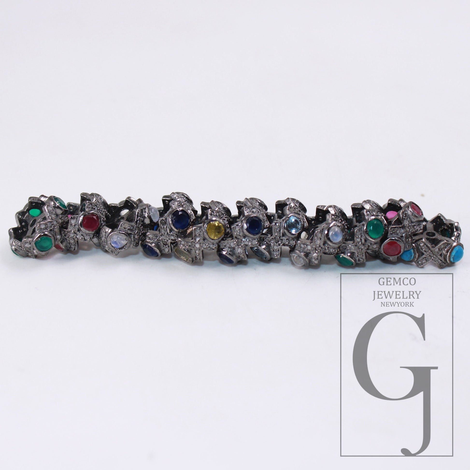 1pc Pave Rosecut Diamond 925 Sterling Silver Handmade Pave Diamond With Different Stones Rondelles/Bead/Spacers 10m Size Jewelry Supplies