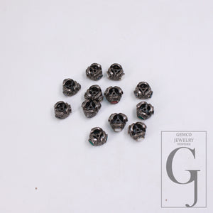 1pc Pave Rosecut Diamond 925 Sterling Silver Handmade Pave Diamond With Different Gem Stones Rondelles/Bead/Spacer 12mm Size Jewley Supplies