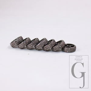 Roundels Pave diamond  bead / spacers design Pave diamond 925 sterling silver handmade jewelry diamond fine jewelry supplies 8mm/12mm size