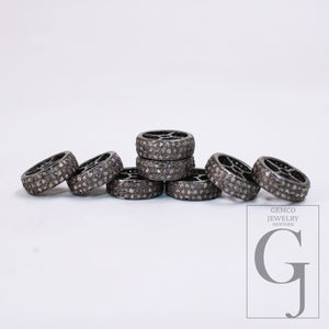 Roundels Pave diamond  bead / spacers design Pave diamond 925 sterling silver handmade jewelry diamond fine jewelry supplies 8mm/12mm size