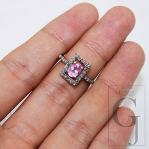 1pc Beautiful pink tourmaline ring designer Rosecut pave diamond rings 925 sterling silver handmade silver finish diamond gift ring jewelry