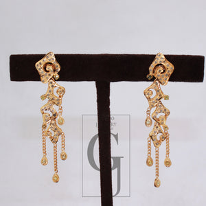 Antique Golden Designer Rosecut Pave Diamond Earrings 925 Sterling Silver Handmade Silver Finish Diamond Jewelry Earrings