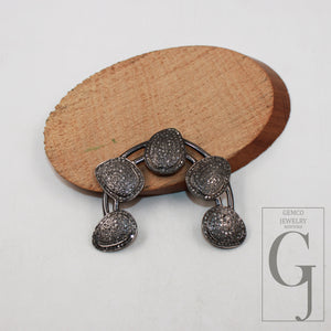 Beautiful Designer Tusk Necklace Pendant Rosecut Pave Diamond Pendant 925 Sterling Silver Handmade Finish Diamond Charms Necklace Pendant